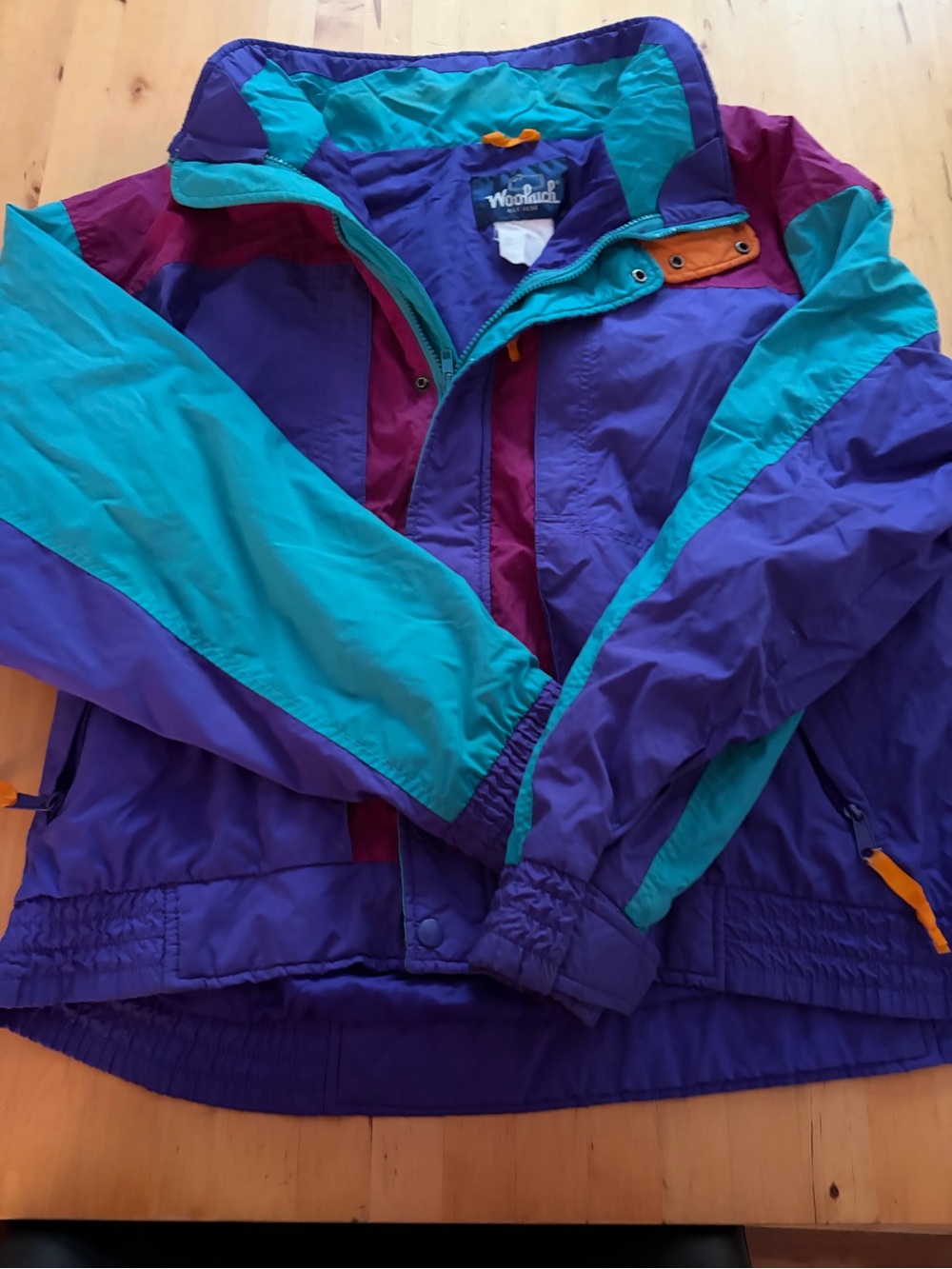 Woolrich  Purple Teal Colorblock Windbreaker Jacket